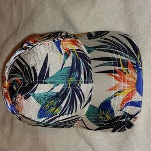 Tropical Floral Palm Cap w a santin like finish. Worn once